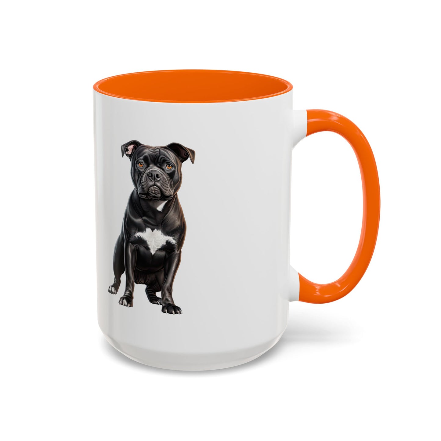 Staffordshire Bull Terrier Accent Coffee Mug — Cute Black Pitbull Dog Portrait (11/15 oz)