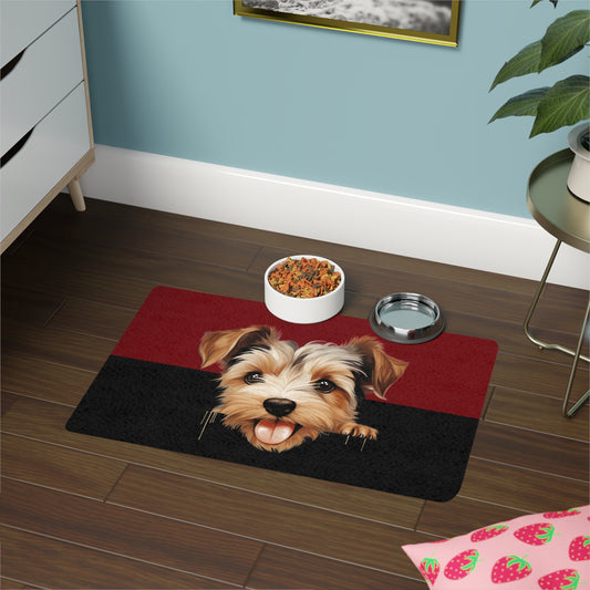 Biewer Terrier Dog Feeding Mat (12x18)  -Garnet/Black
