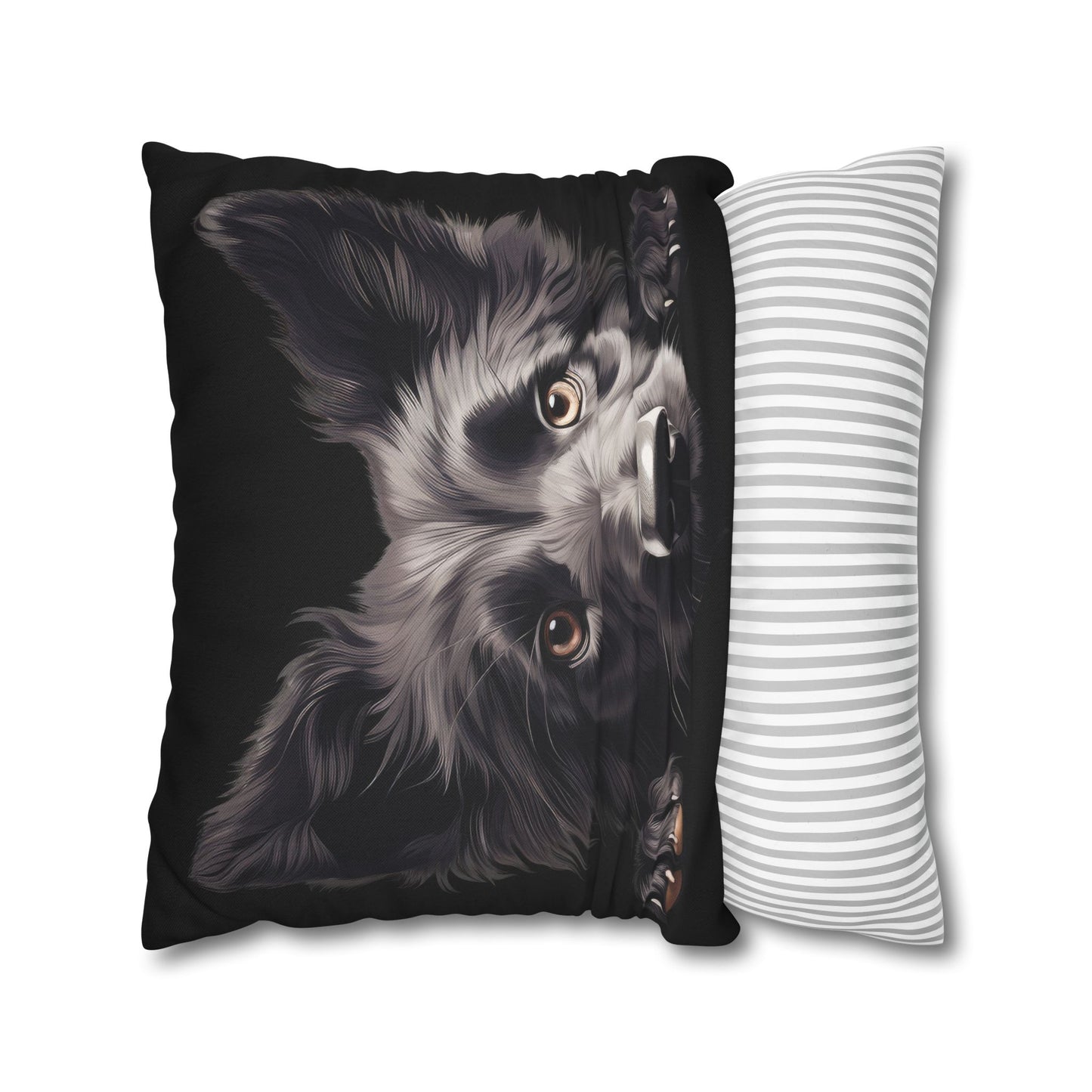 Belgian Sheepdog Face Decorative Pillow - Cute Peeking Pet Throw Pillowcase
