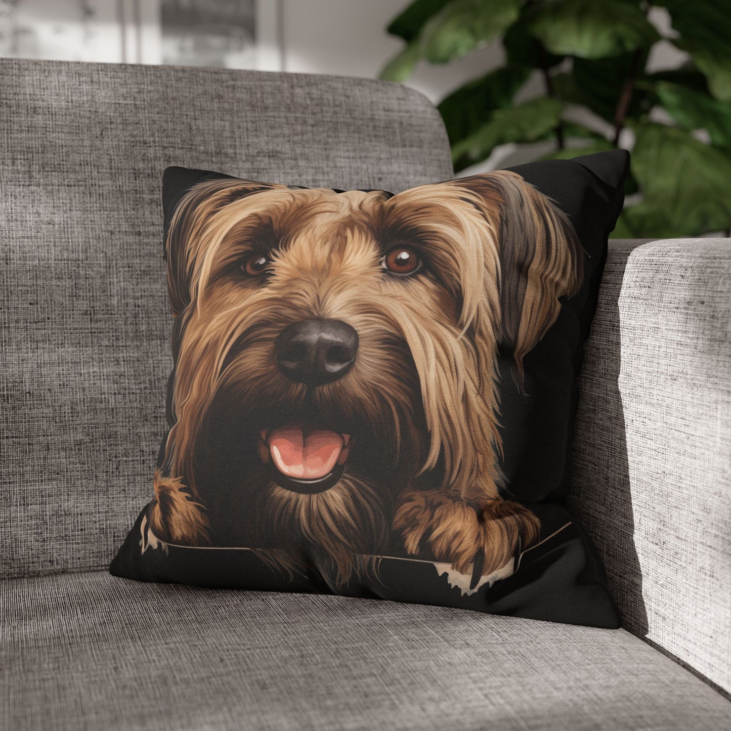 Briard Dog Pillow Cover — Happy Pup Throw Pillowcase
