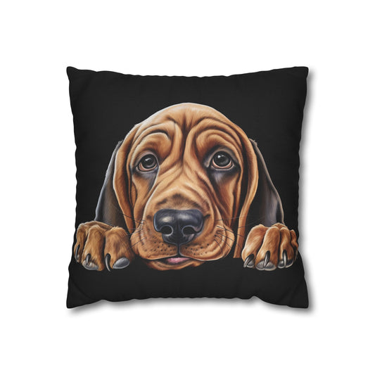 Bloodhound Dog Throw Pillowcase — Cute Peeking Puppy Decorative Pillow Cover