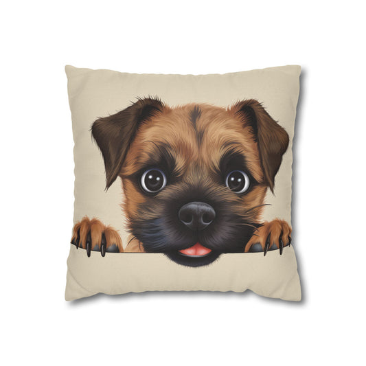 Border Terrier Throw Pillowcase — Adorable Puppy Decorative Pillow Cover