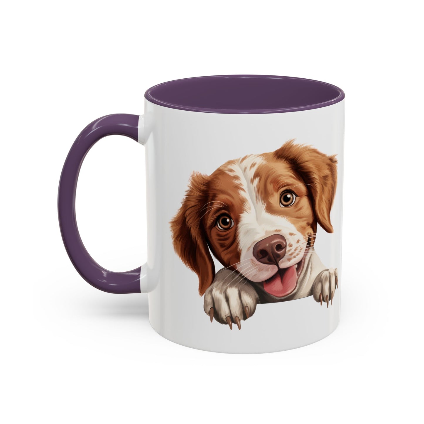 Brittany Coffee Mug — Smiling Puppy Accent Mug (11/15oz)