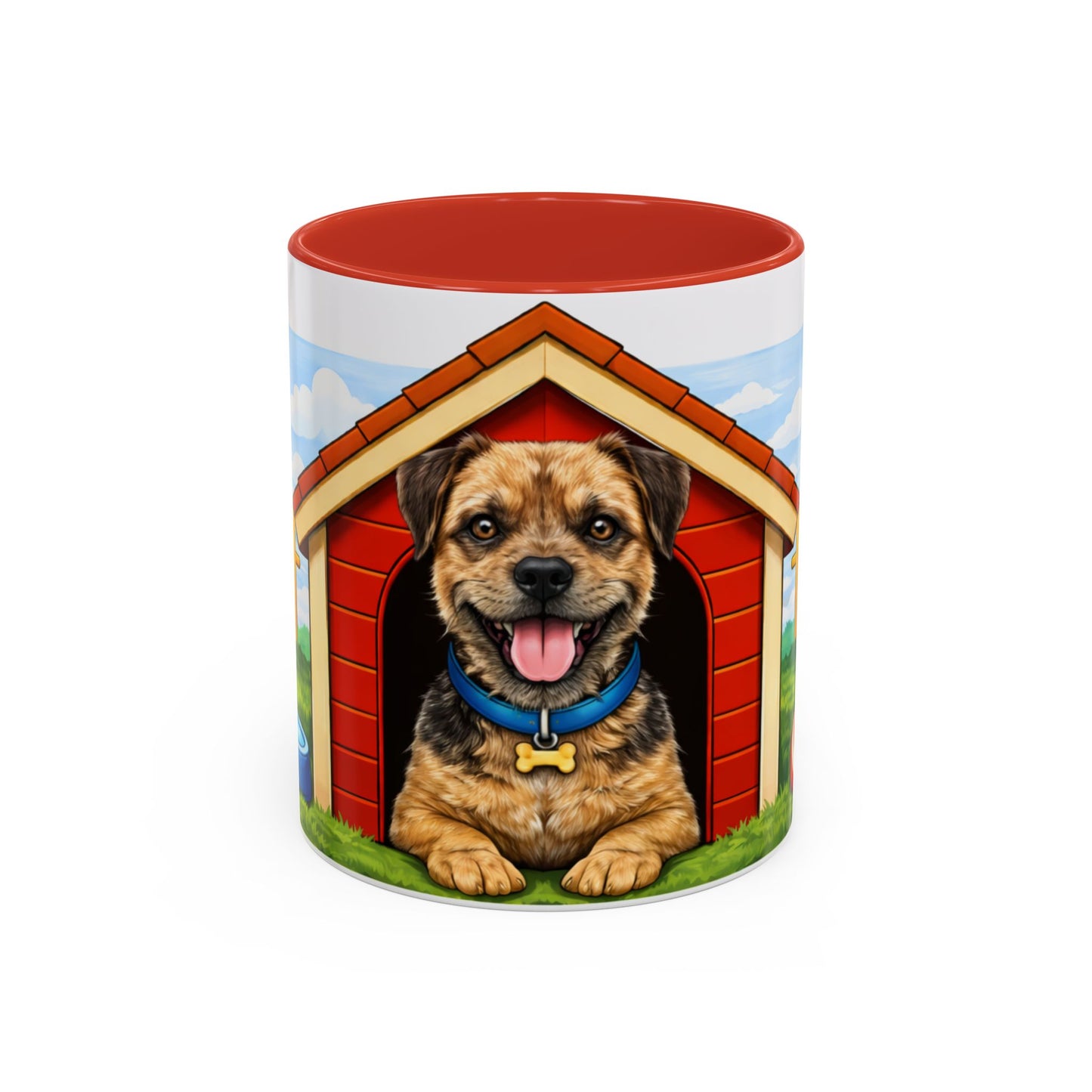 Border Terrier — Red Doghouse Accent Mug (11/15oz)
