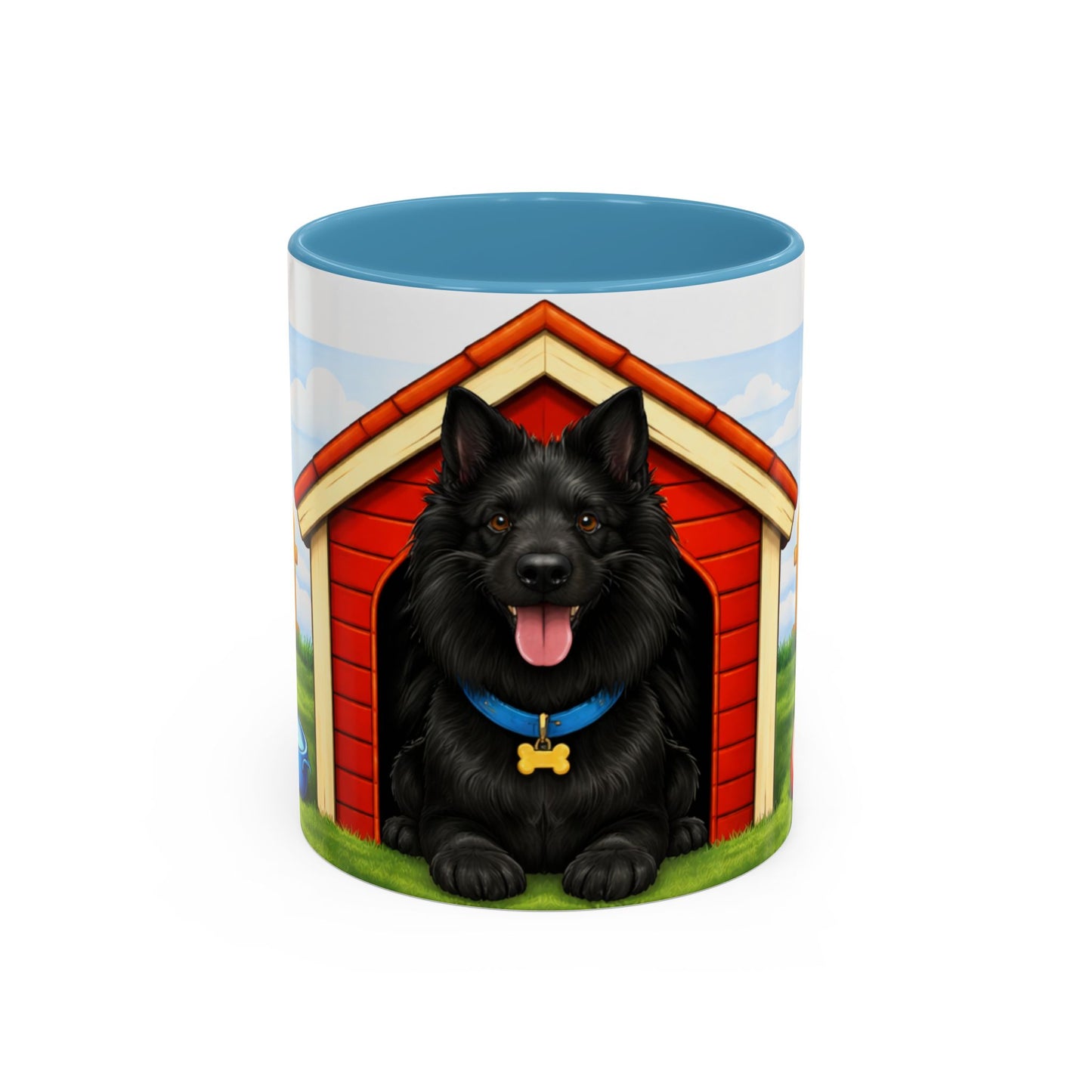 Belgian Sheepdog -- Red Doghouse Accent Coffee Mug (11oz/15oz)