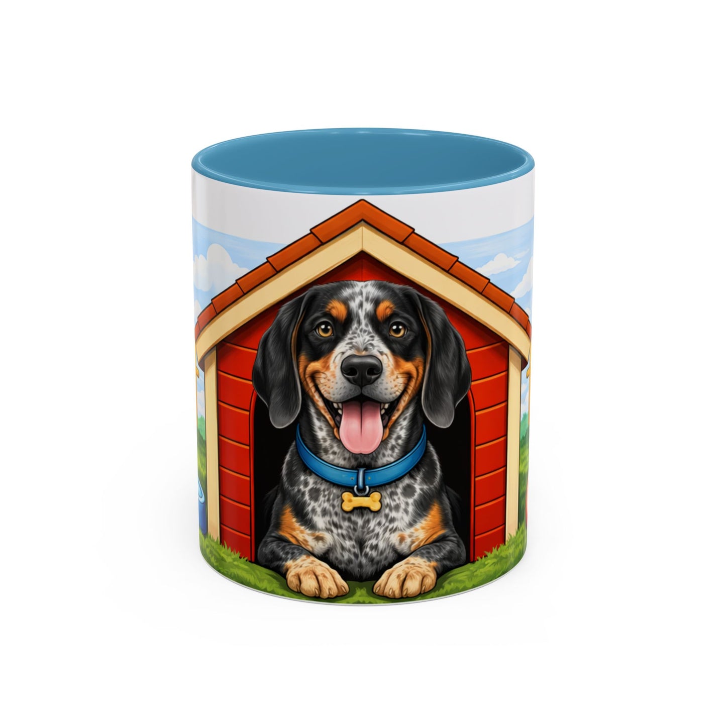 Bluetick Coonhound — Red Doghouse Accent Mug (11/15oz)