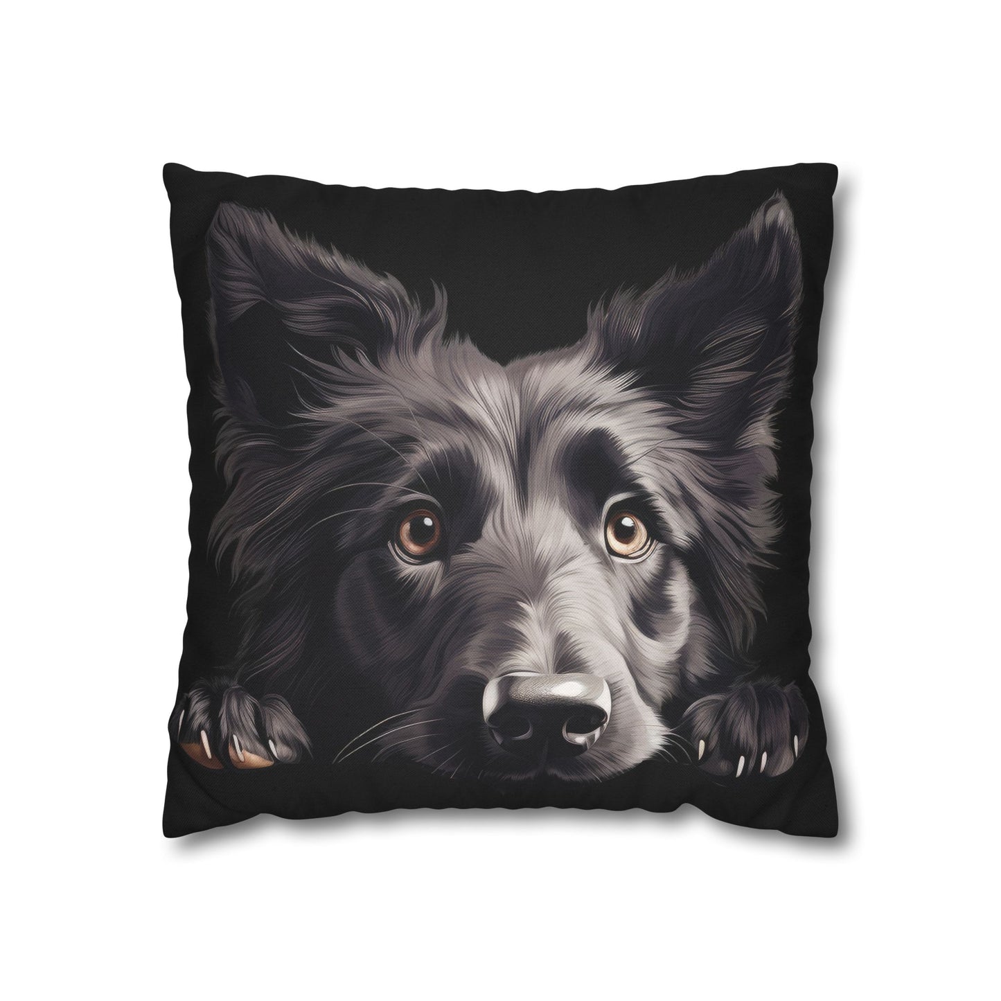 Belgian Sheepdog Face Decorative Pillow - Cute Peeking Pet Throw Pillowcase