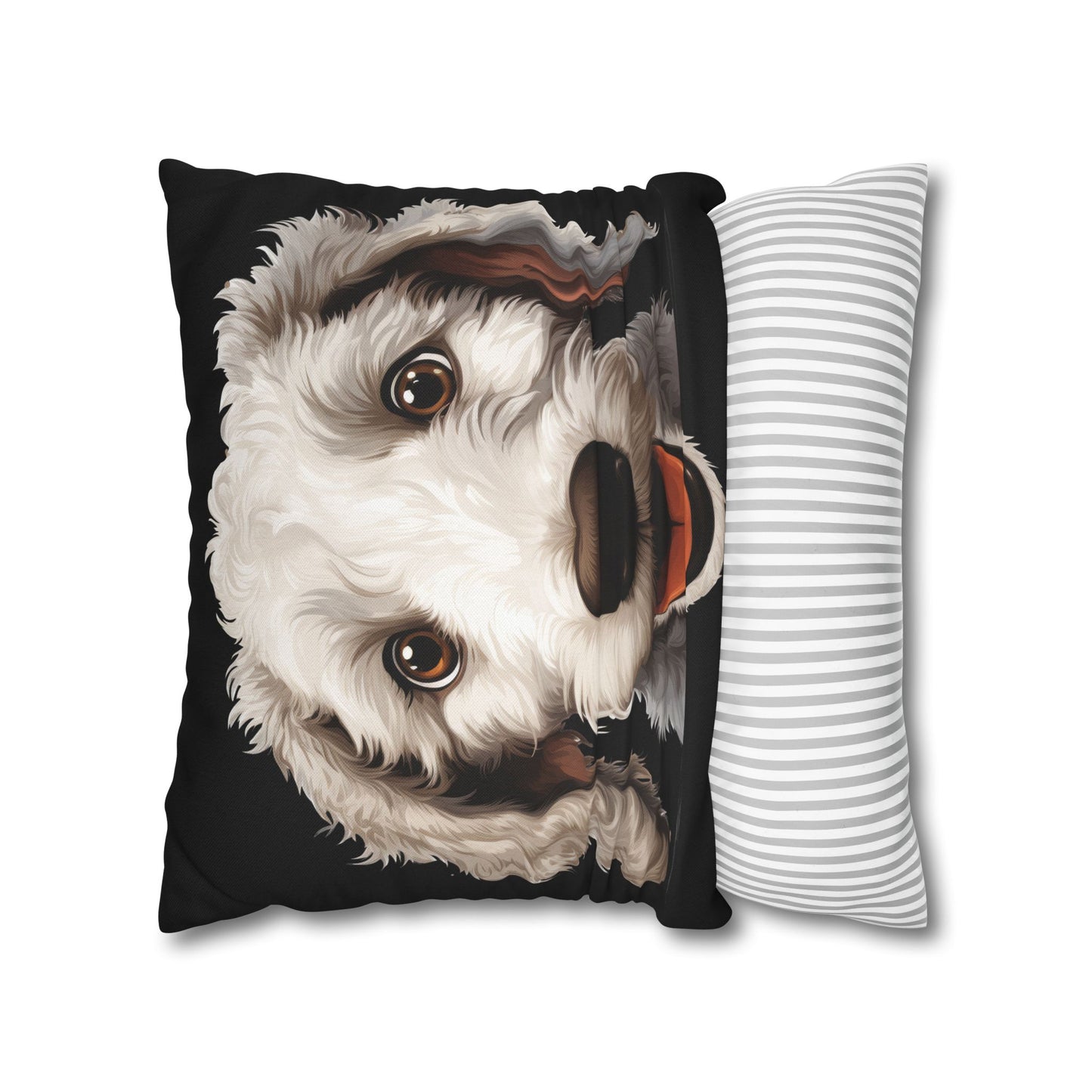 Bedlington Terrier Face Throw Pillow — Whimsical Pet Portrait Cushion Cover