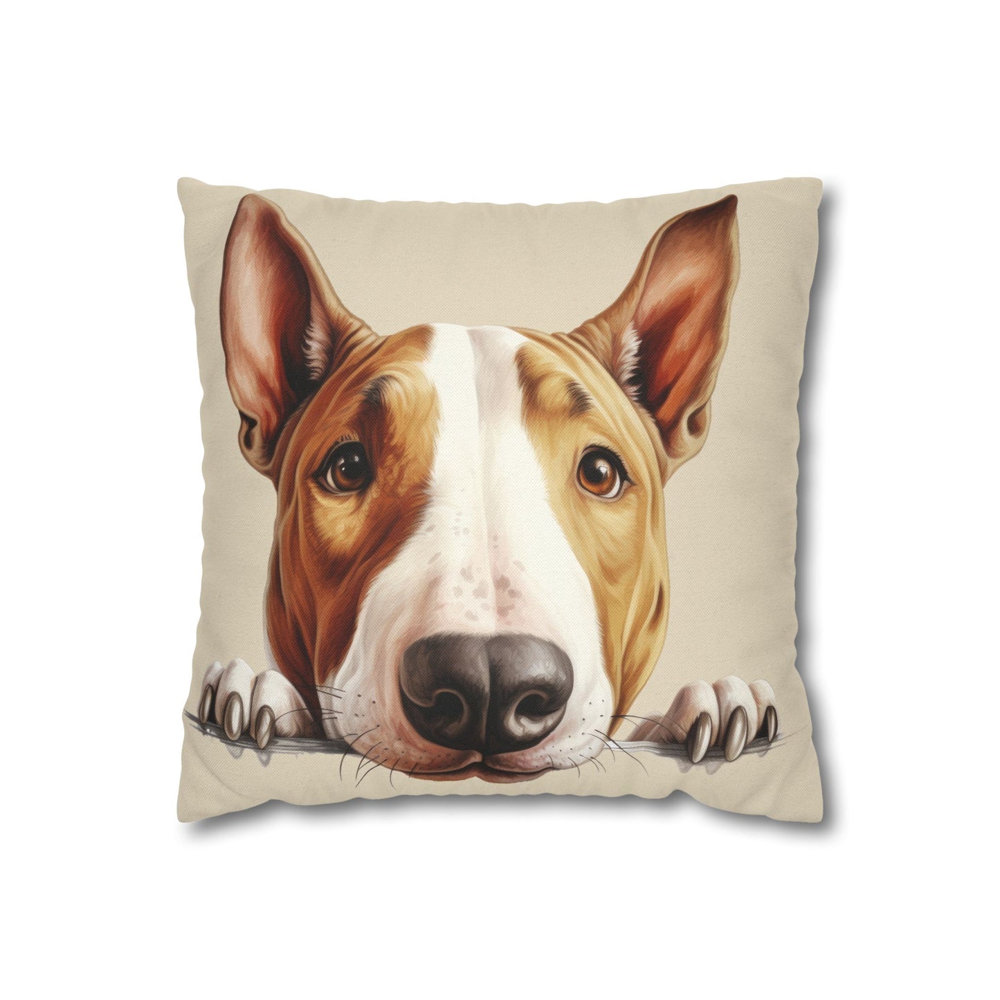 Bull Terrier Peekaboo Pillowcase — Cute Dog Face Decorative Throw Pillow Cover