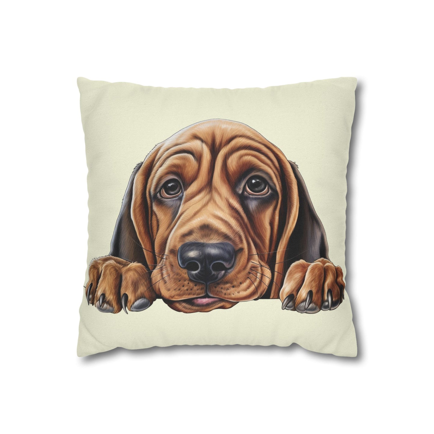 Bloodhound Dog Throw Pillowcase — Cute Peeking Puppy Decorative Pillow Cover