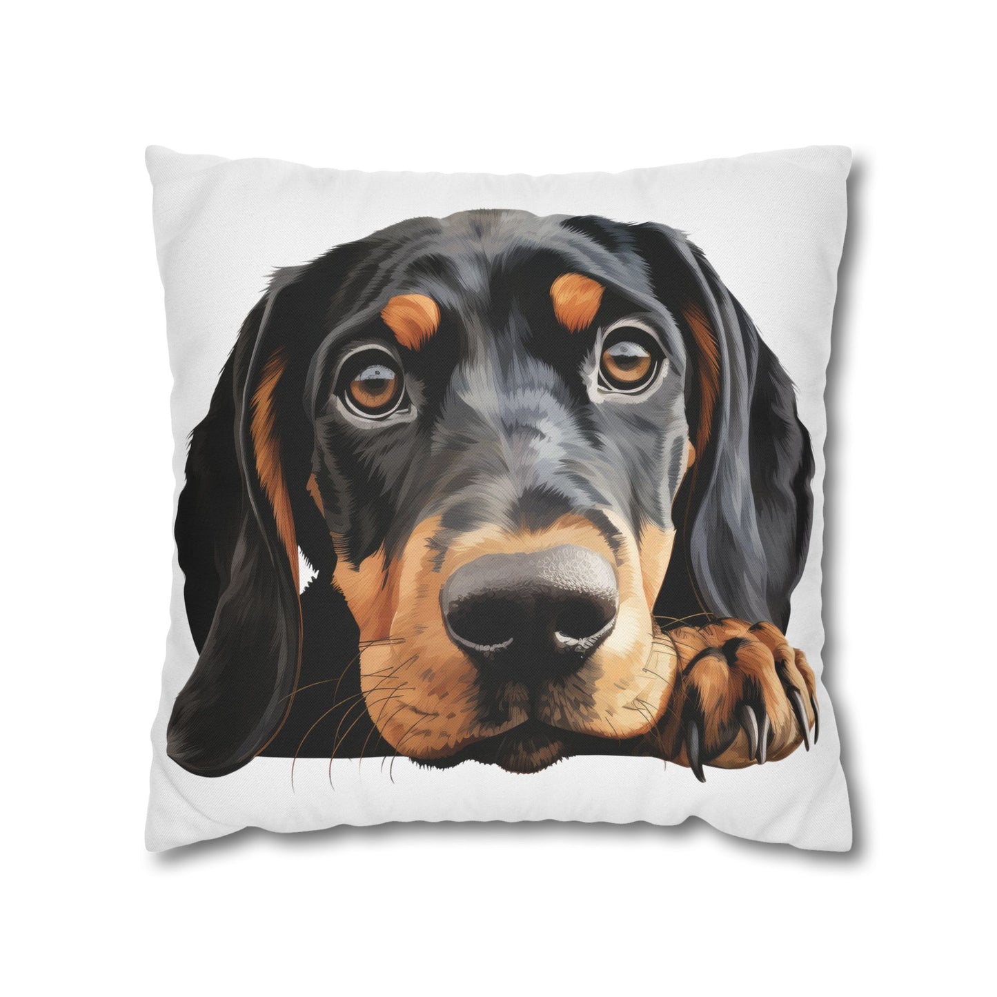 Black & Tan Coonhound Face Pillowcase — Cute Dog Decorative Throw Pillowcase