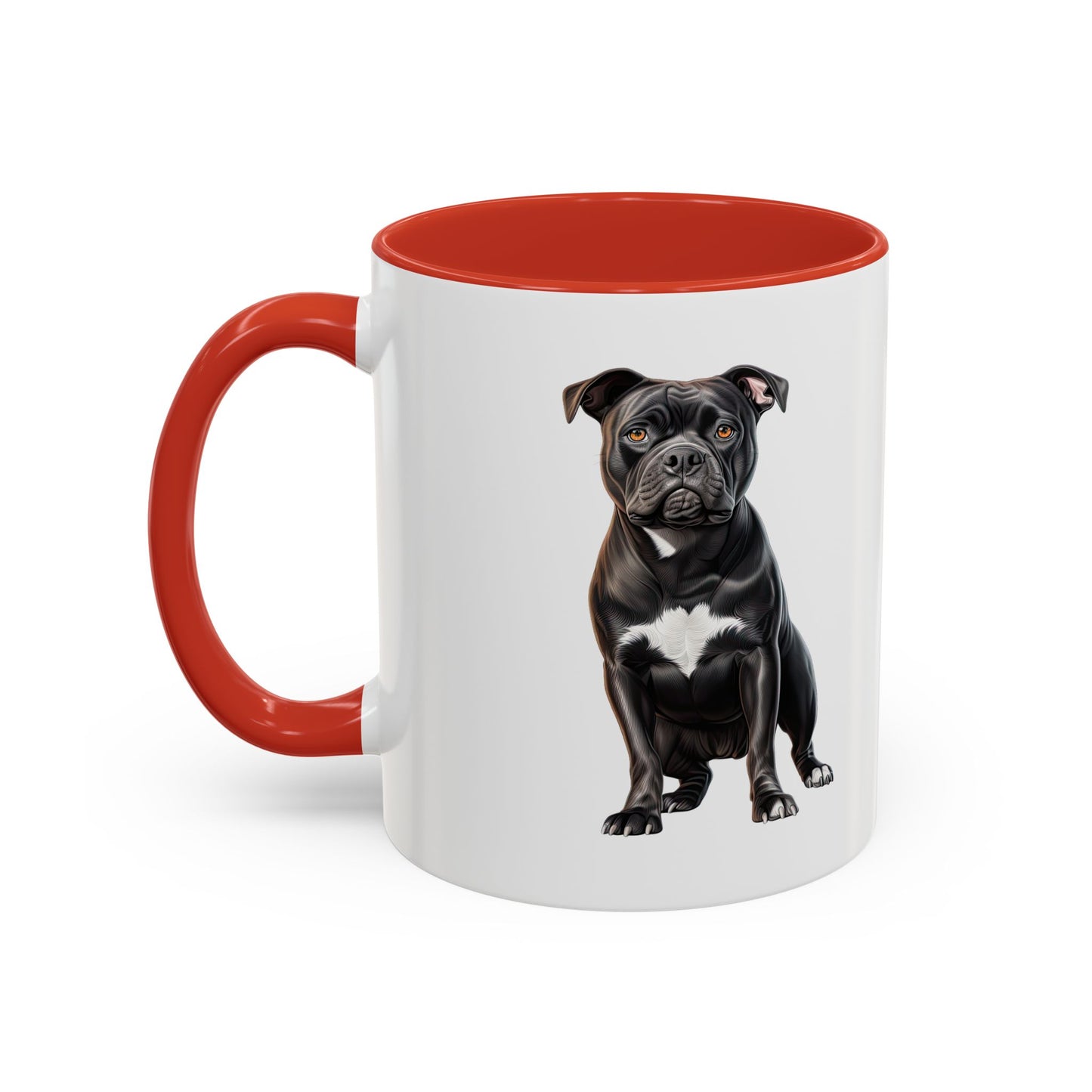 Staffordshire Bull Terrier Accent Coffee Mug — Cute Black Pitbull Dog Portrait (11/15 oz)