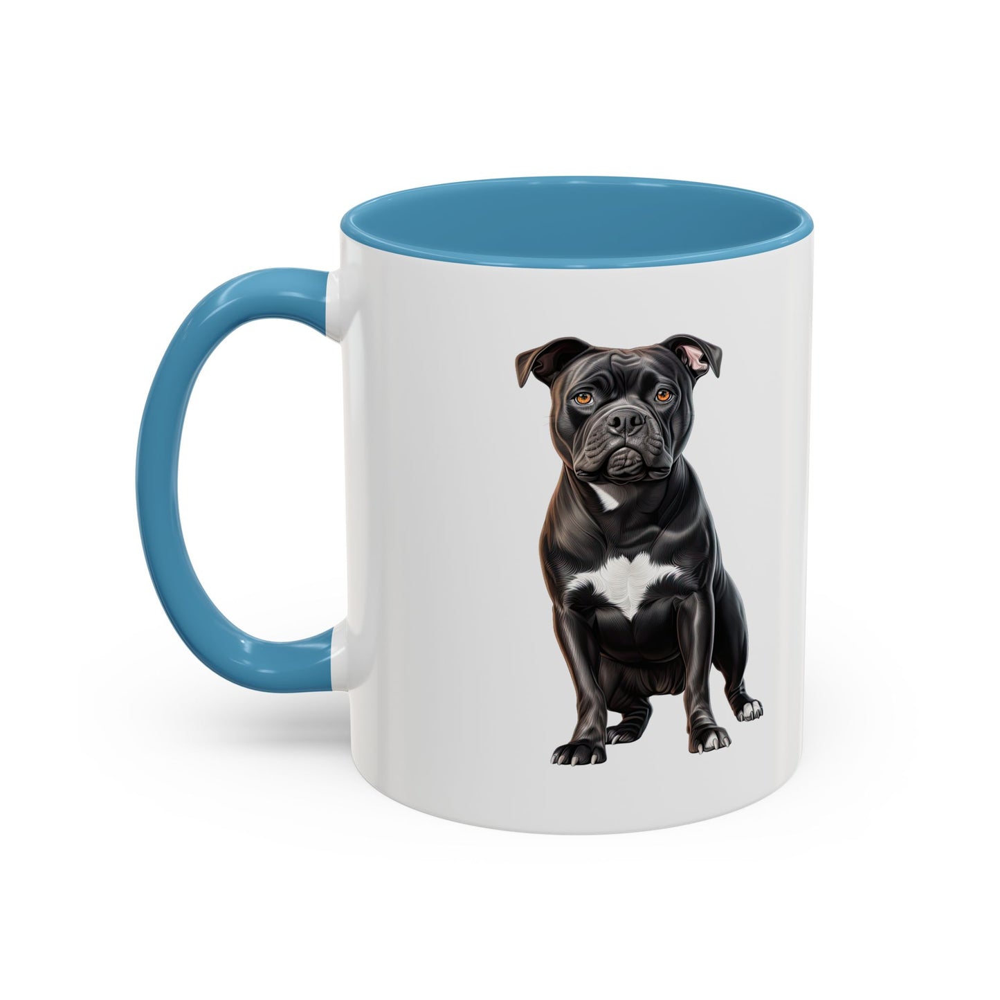 Staffordshire Bull Terrier Accent Coffee Mug — Cute Black Pitbull Dog Portrait (11/15 oz)