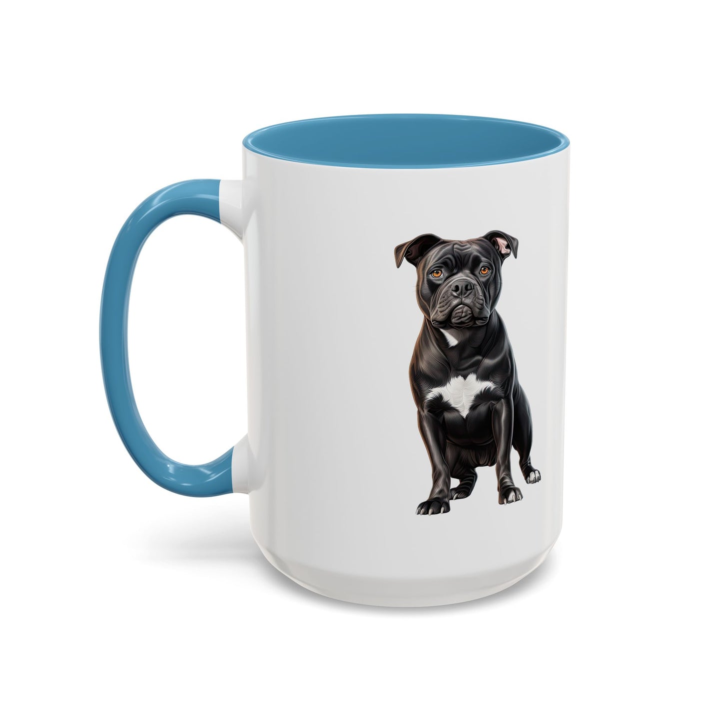 Staffordshire Bull Terrier Accent Coffee Mug — Cute Black Pitbull Dog Portrait (11/15 oz)