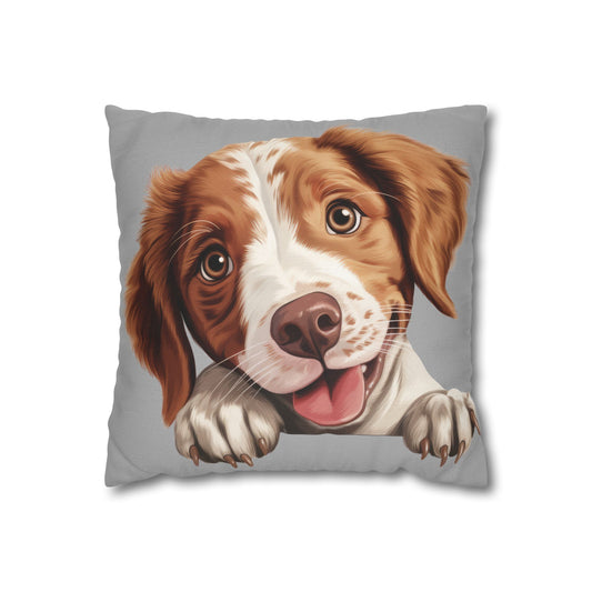 Brittany Throw Pillowcase — Adorable Brown Dog Decorative Pillow Cover