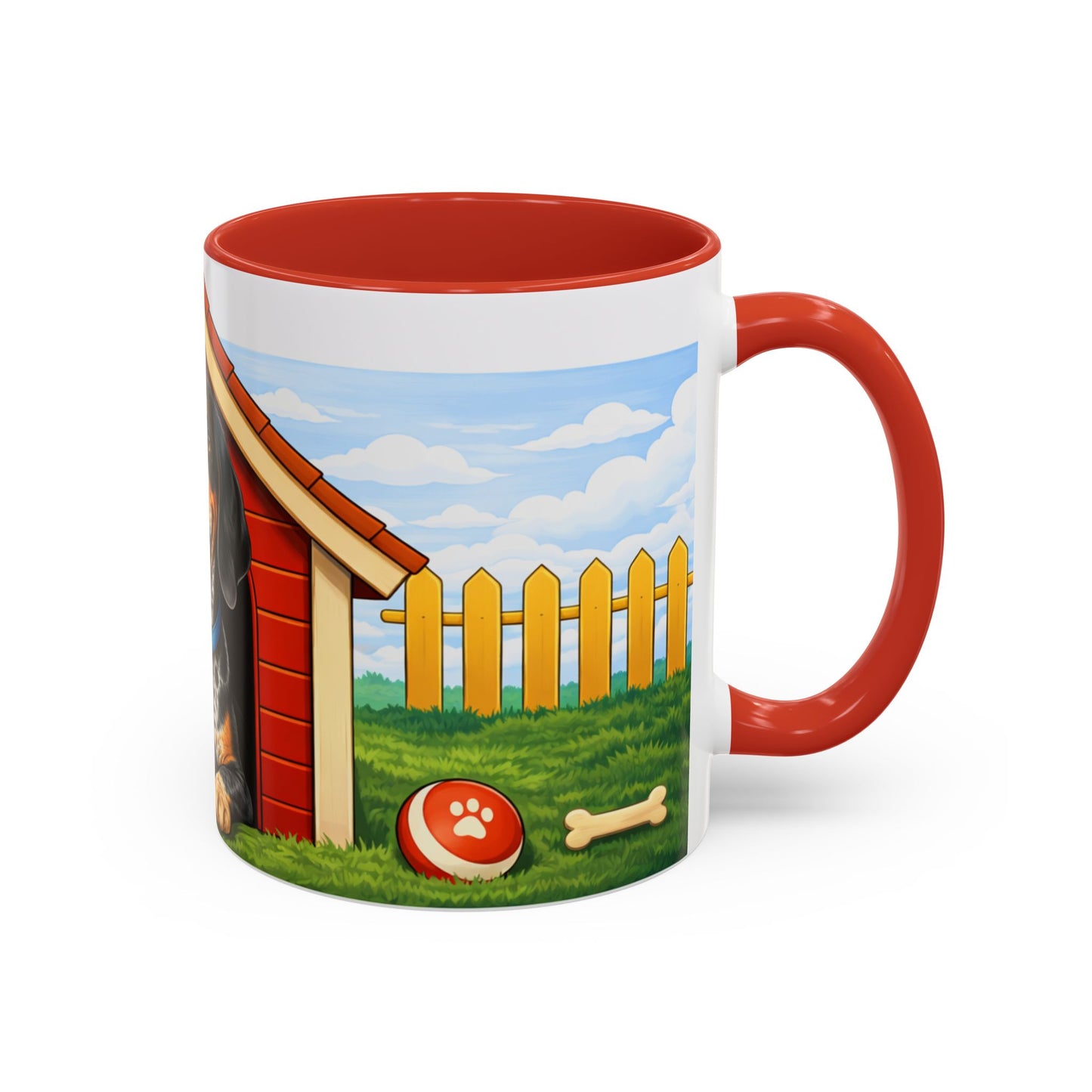 Bluetick Coonhound — Red Doghouse Accent Mug (11/15oz)