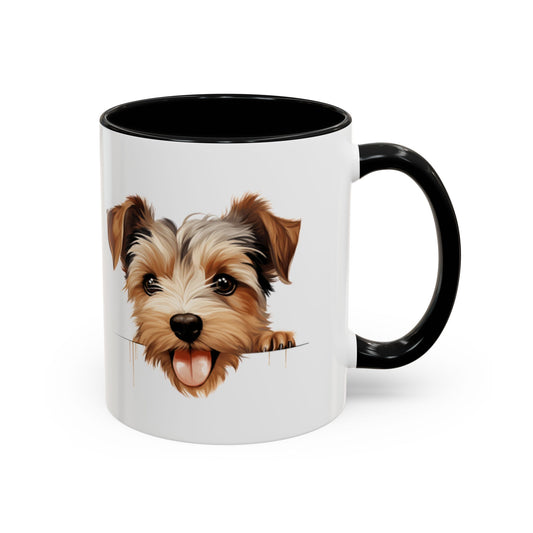 Biewer Terrier Coffee Mug — Cute Peekaboo Puppy Accent Mug (11/15oz)