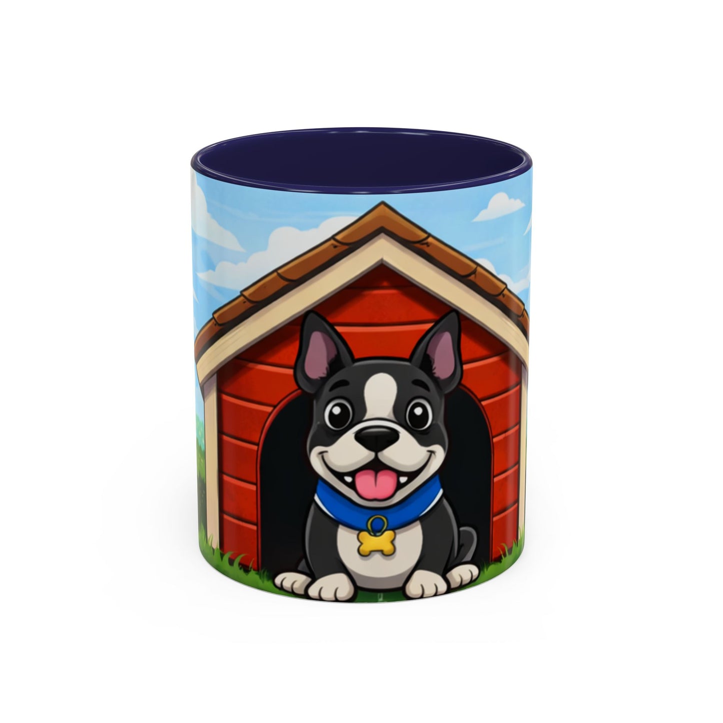 Boston Terrier Dog Mug — "Red Dog House" Accent Coffee Cup (11/15oz)
