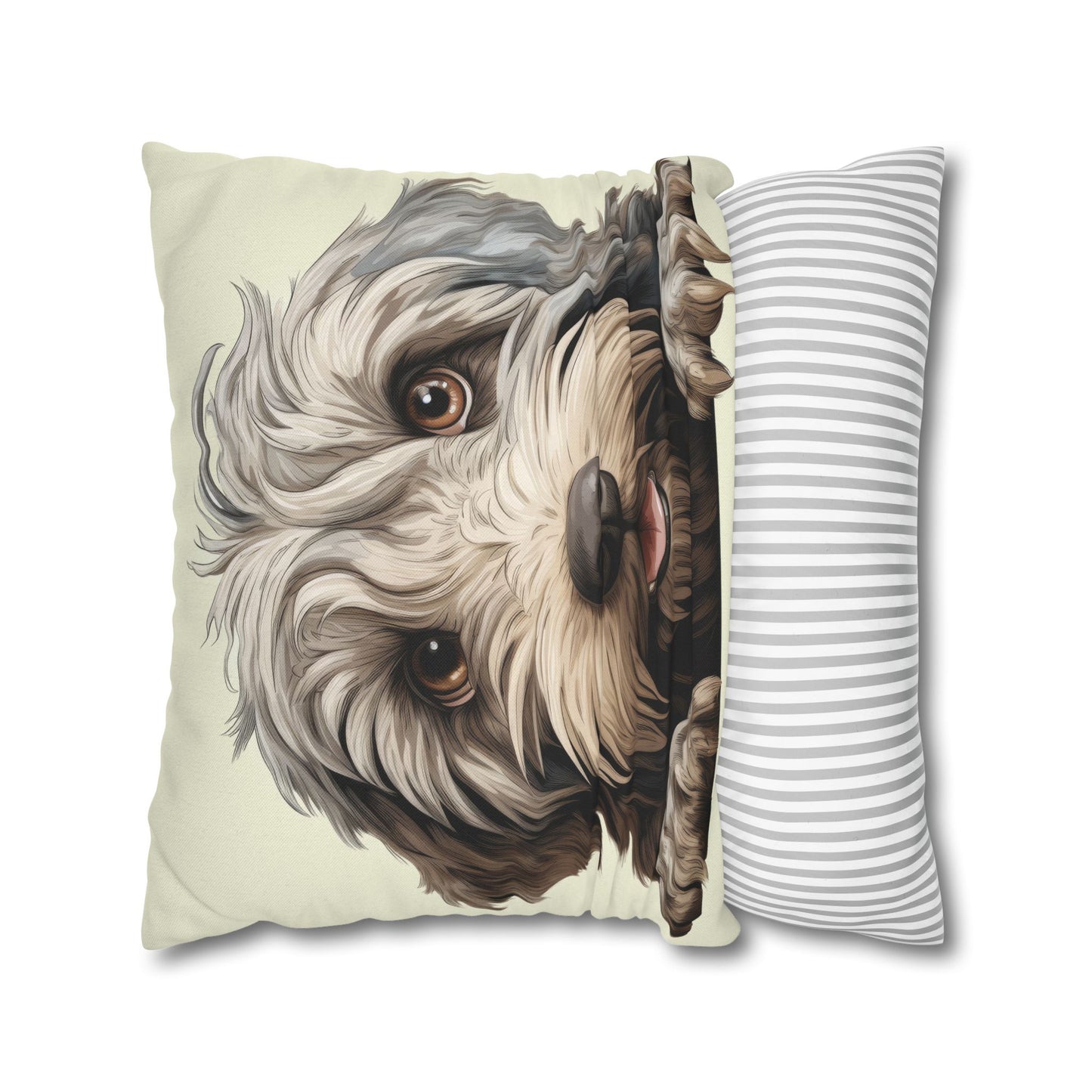 Bergamasco Face Throw Pillowcase — Playful Doodle Pet Decor