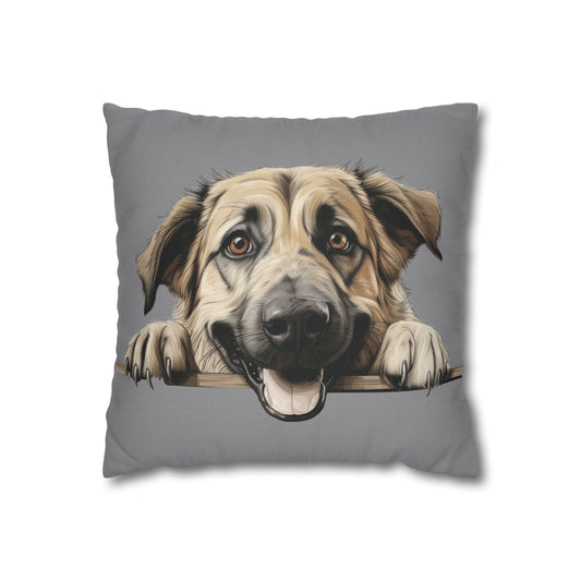 Anatolian Shepherd Pillowcase — Playful Peeking Puppy Decorative Pillow Cover
