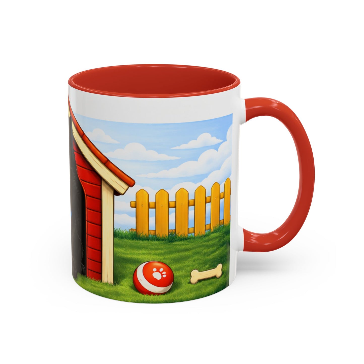 Belgian Sheepdog -- Red Doghouse Accent Coffee Mug (11oz/15oz)