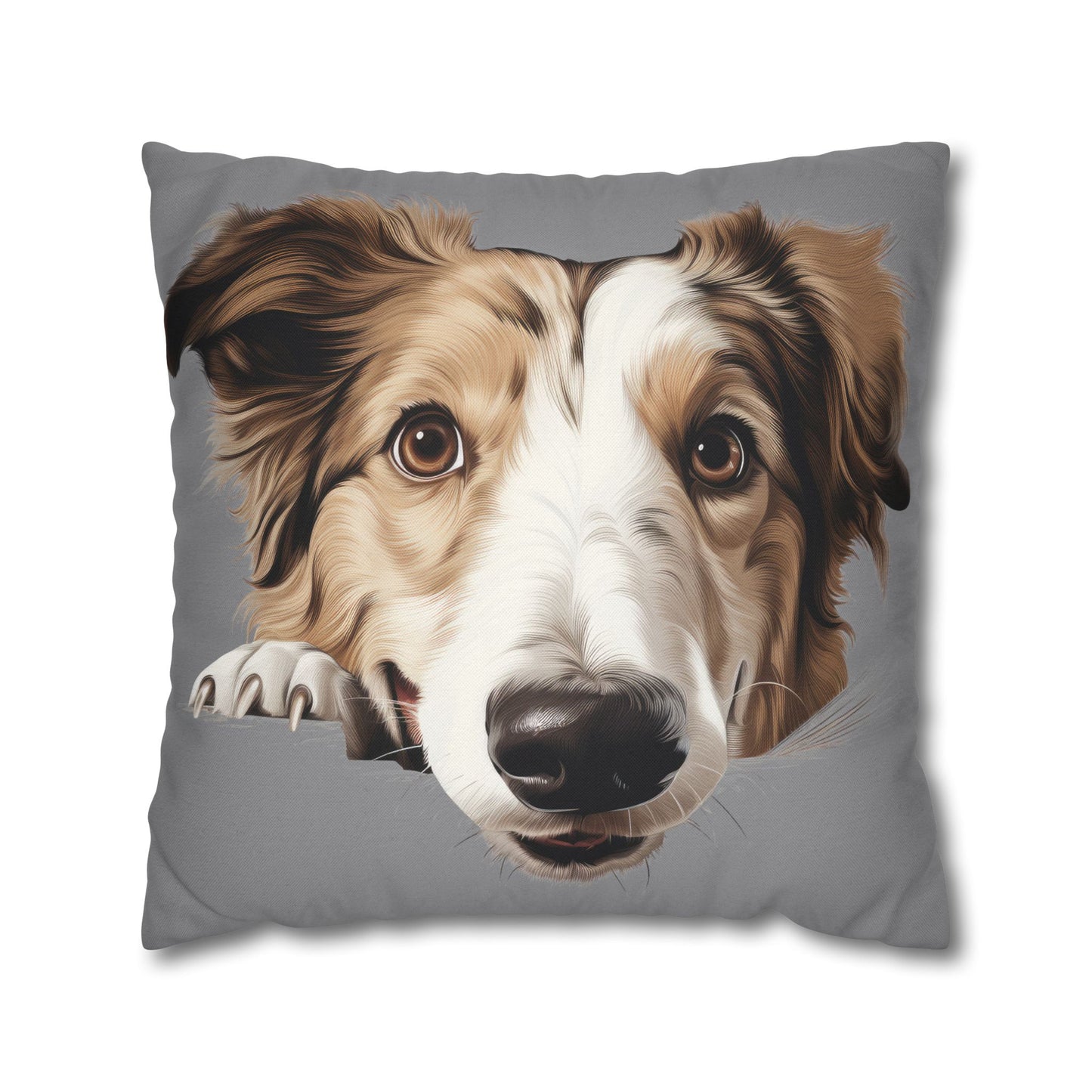 Borzoi Face Throw Pillow - Cute Dog Decorative Pillowcase