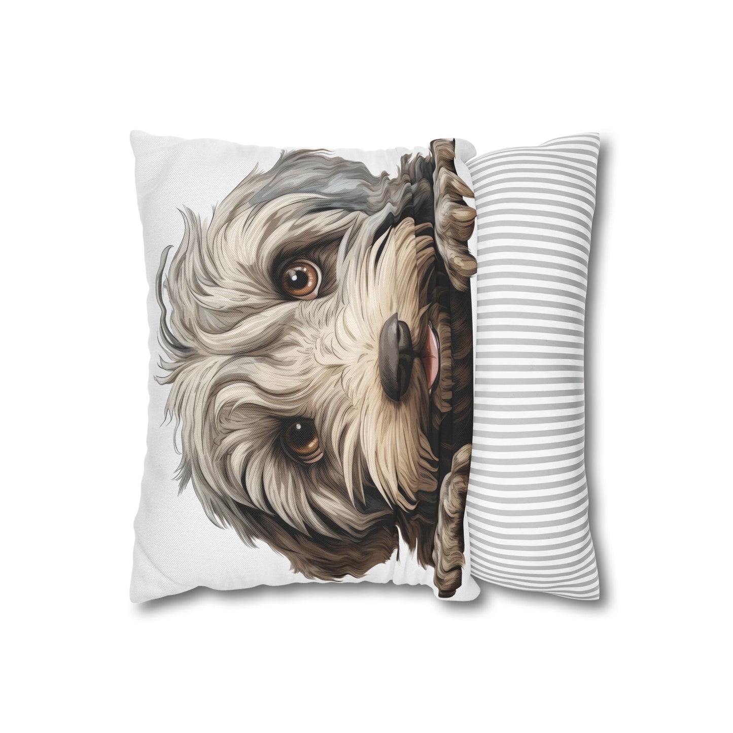 Bergamasco Face Throw Pillowcase — Playful Doodle Pet Decor