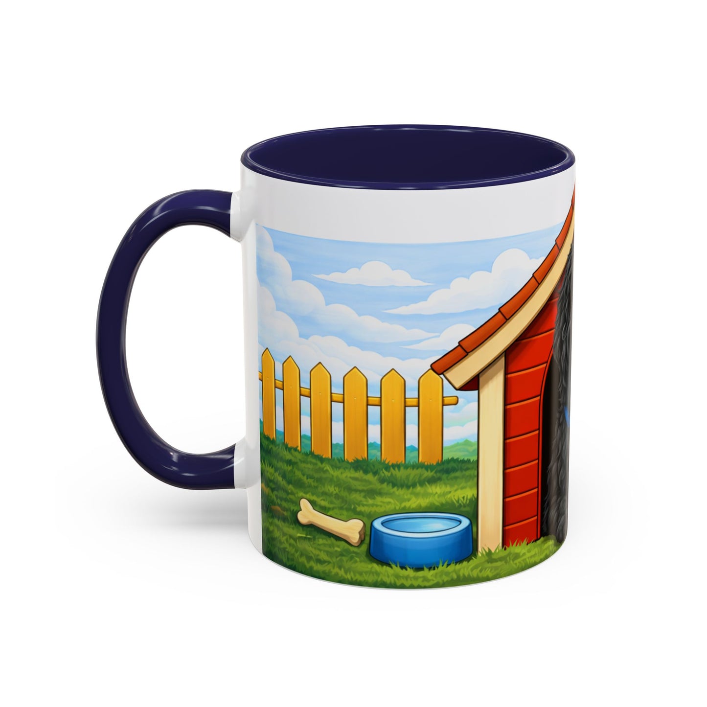 Black Russian Terrier -- Red Doghouse Accent Coffee Cup (11/15 oz)