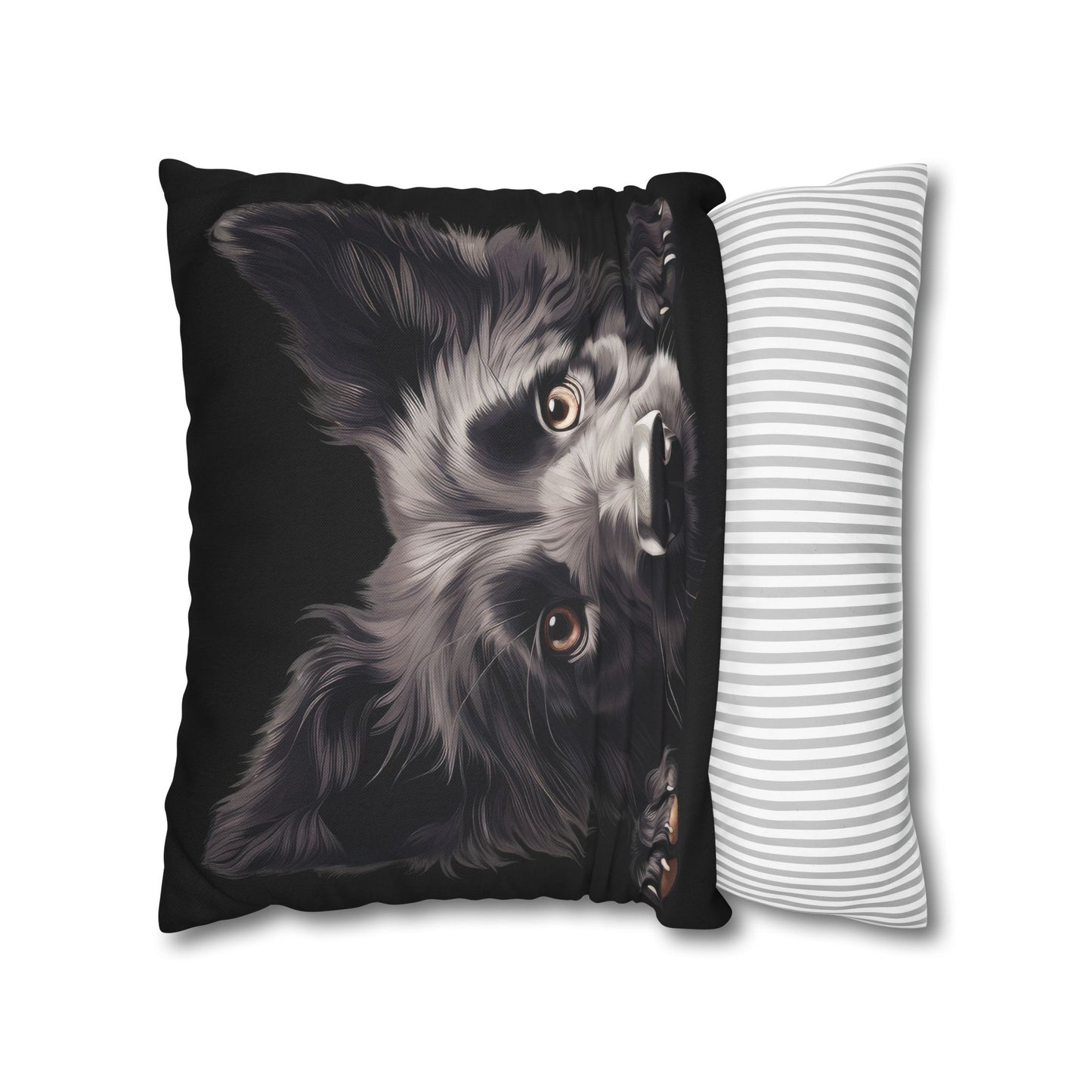 Belgian Sheepdog Face Decorative Pillow - Cute Peeking Pet Throw Pillowcase