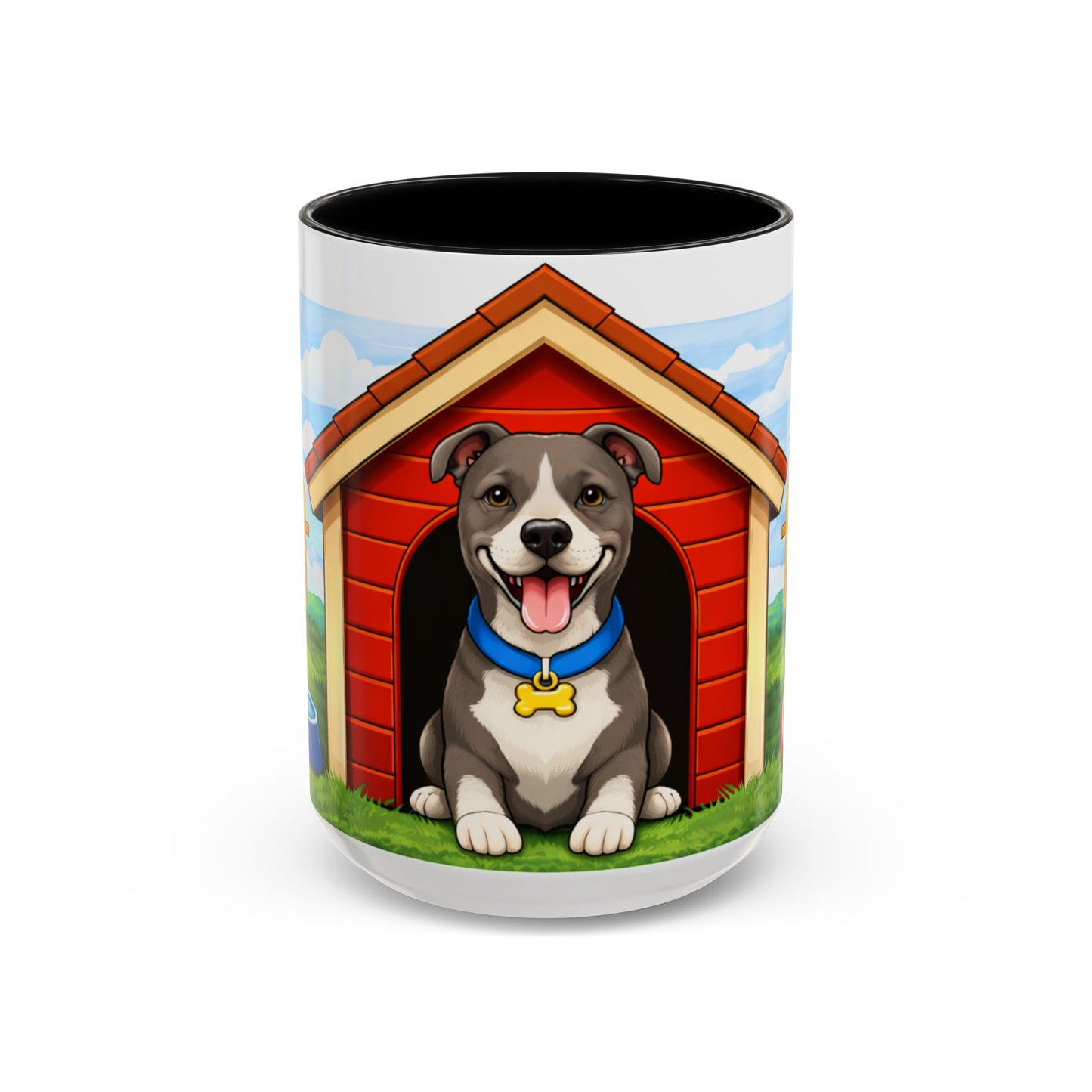 American Pit Bull  — Cute Pitbull in Red Doghouse Coffee Cup (11/15 oz)
