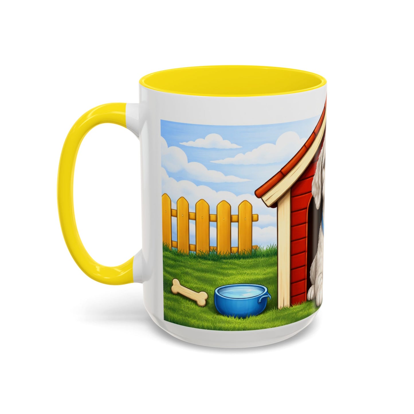 Bedlington Terrier– Red Doghouse Design Accent Mug (11oz/15oz)