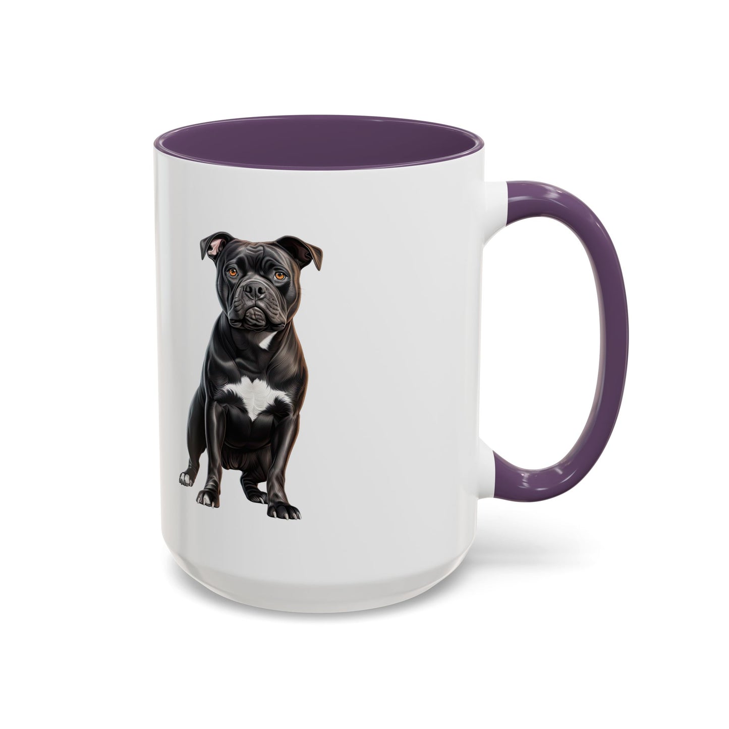 Staffordshire Bull Terrier Accent Coffee Mug — Cute Black Pitbull Dog Portrait (11/15 oz)