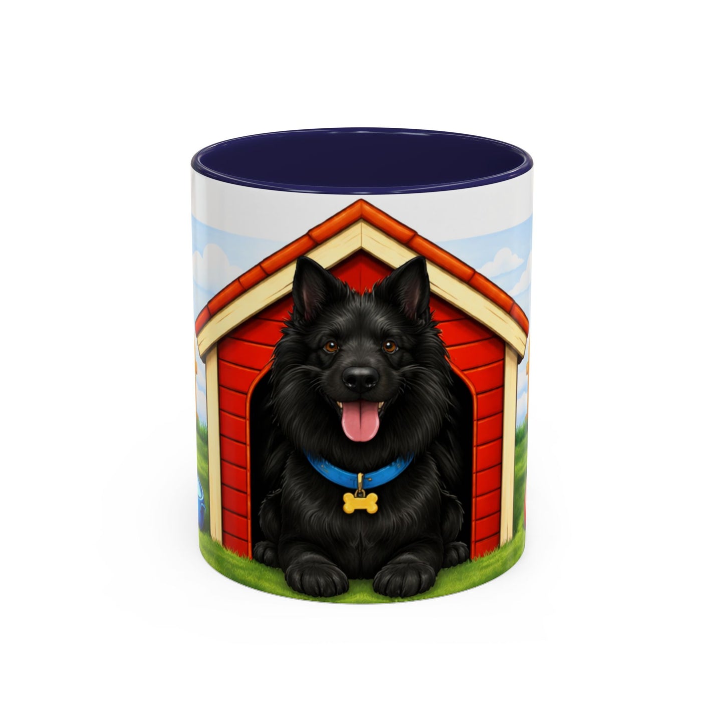 Belgian Sheepdog -- Red Doghouse Accent Coffee Mug (11oz/15oz)