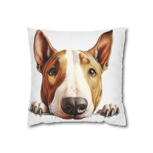 Bull Terrier Peekaboo Pillowcase — Cute Dog Face Decorative Throw Pillow Cover