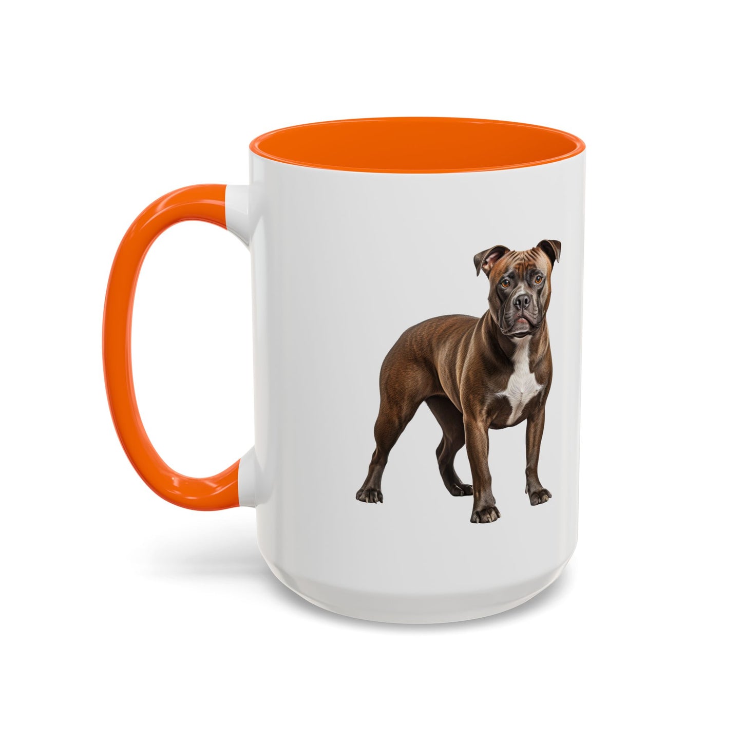 staffordshire-bull-terrier Accent Coffee Mug — Cute Brown Boxer Dog Illustration (11/15 oz)