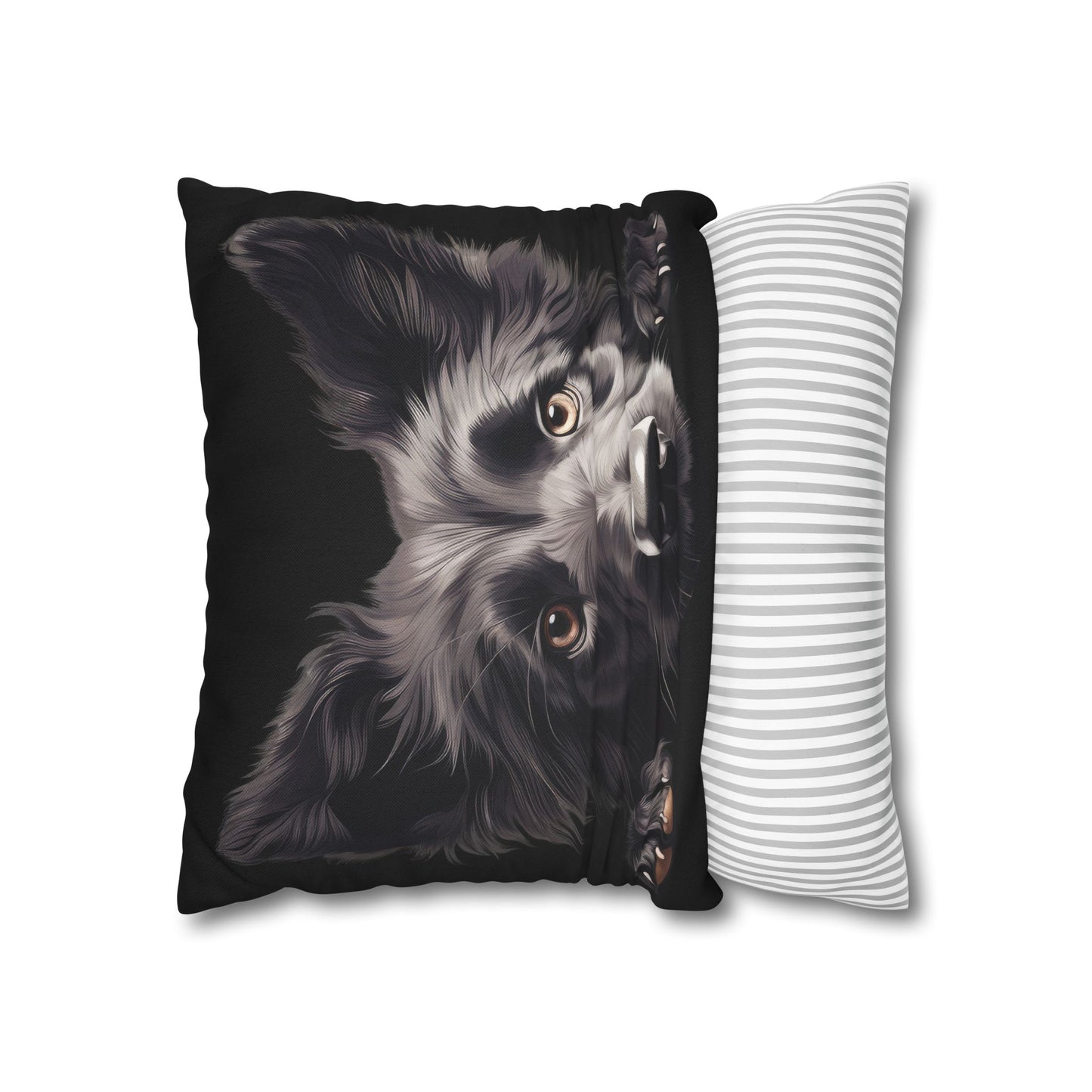 Belgian Sheepdog Face Decorative Pillow - Cute Peeking Pet Throw Pillowcase